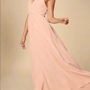 Lulu blush bridesmaids dress, small, hemmed